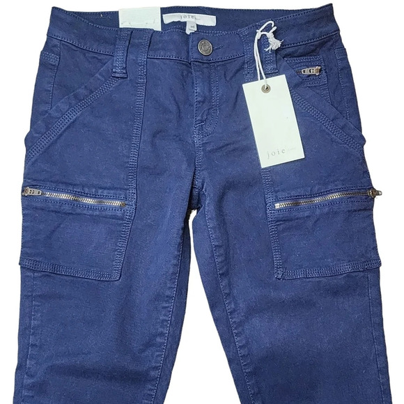 Joie Womens size 26 Park Skinny Utility Cargo Pants Dark Navy Blue Ankle Zippers - Picture 3 of 8